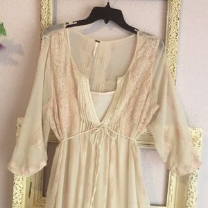 Free People Embroidered Long Dress Size Large
